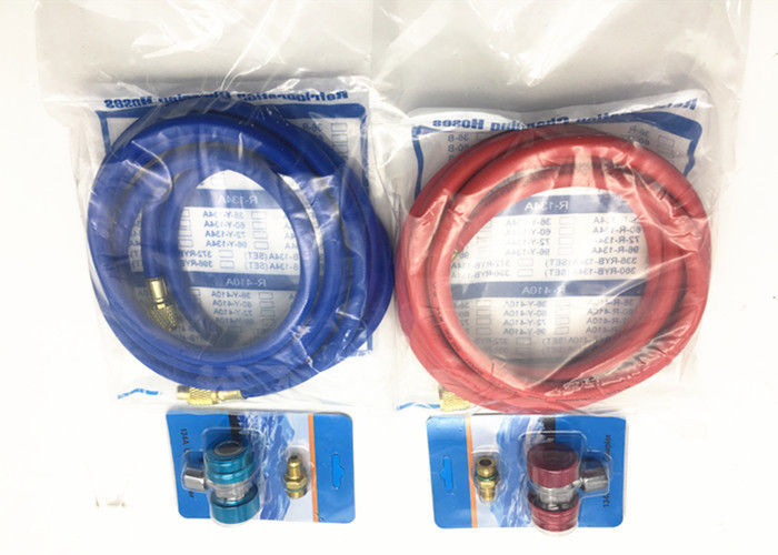 Merah dan Biru Warna selang refrigeran r134a dengan Fittings Kuningan dan skrup Charge