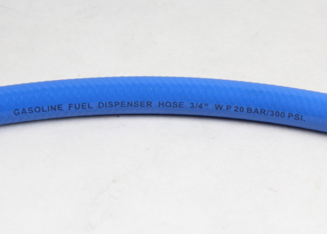 Selang Bahan Bakar Biru Fleksibel 30 Bar Single Wire Untuk SPBU, ID 3/4 Inch