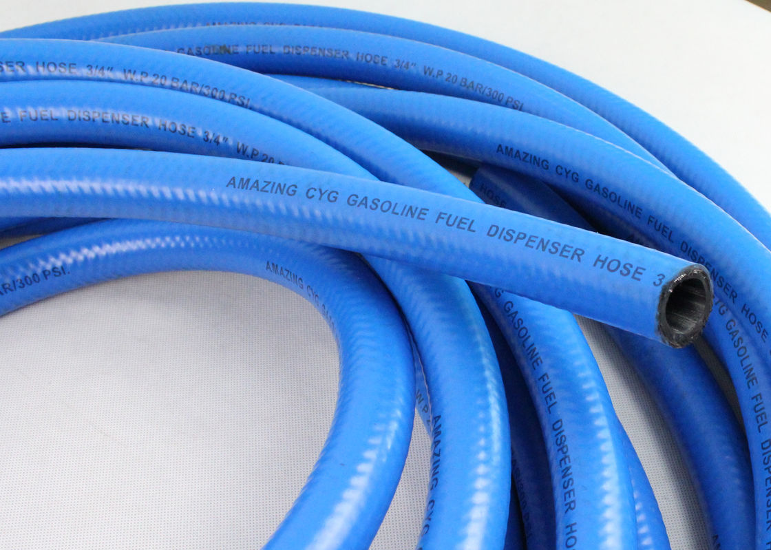 Selang Bahan Bakar Biru Fleksibel 30 Bar Single Wire Untuk SPBU, ID 3/4 Inch