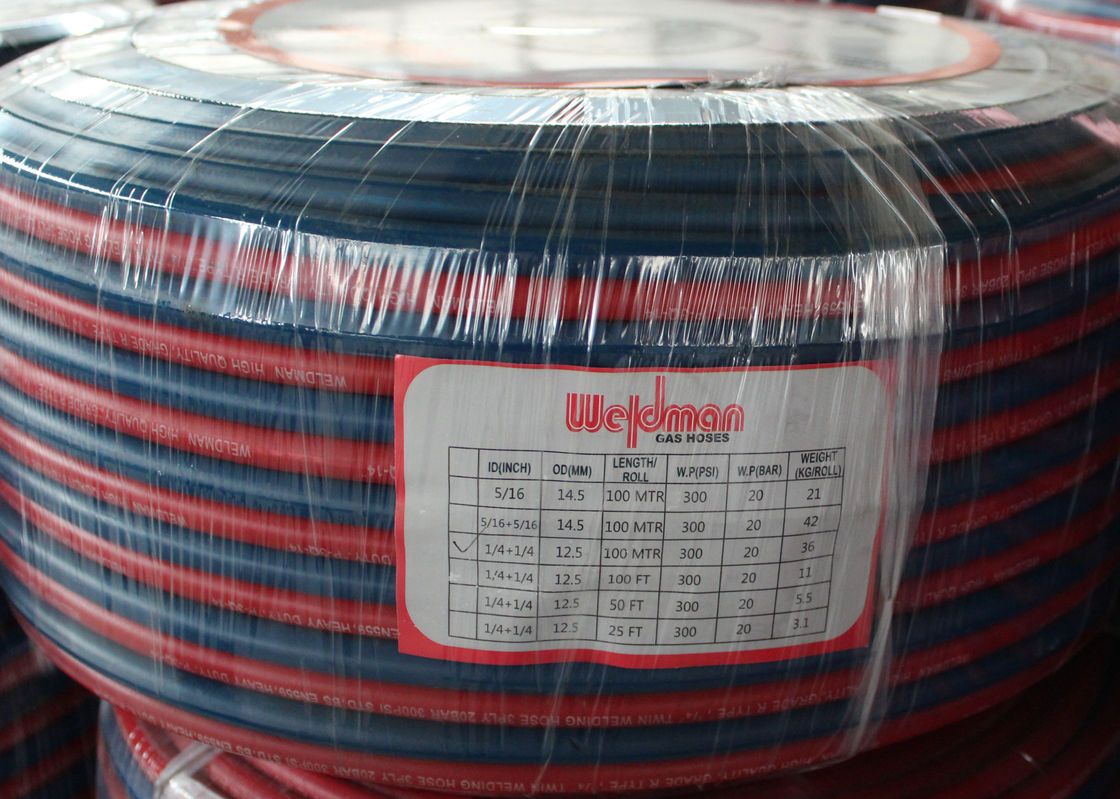 ISO 3821 Bersertifikat 5/16 Inch 100 M Rolls Grade R Twin Welding Rubber Hose