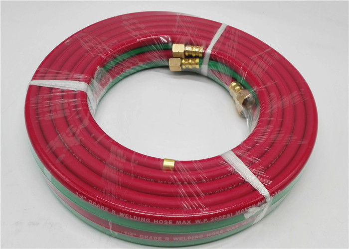 Grade R Red &amp; Green 1/4 '' x 25ft Rubber Twin Hose untuk Oxygen - Acetylene