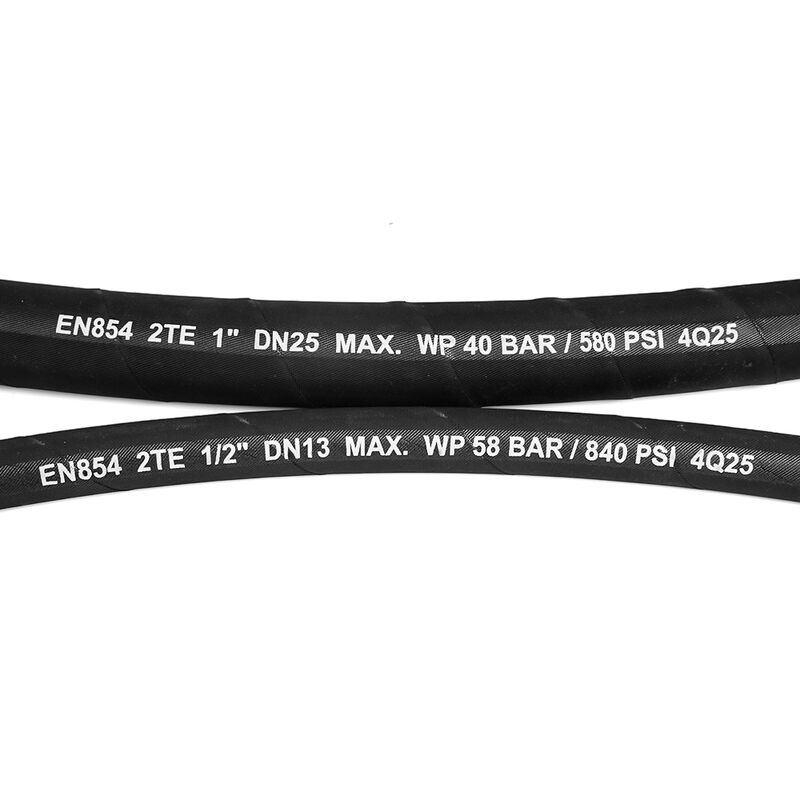 EN 854 2TE Selang Karet Hidraulik yang Diperkuat Tekstil dengan Penutup yang Tahan Minyak dan Cuaca dan Panjang yang Dapat Disesuaikan